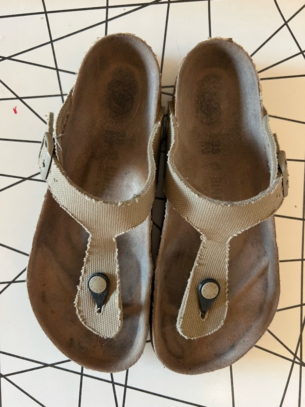Birkenstock Medina Vegan Big Buckle w/anatomical cork latex tan sz 7-7.5 EU38